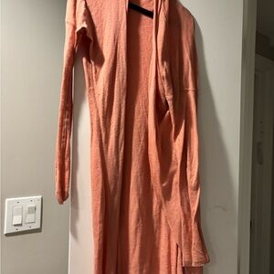 Theory Peach Open-Front Long Cardigan